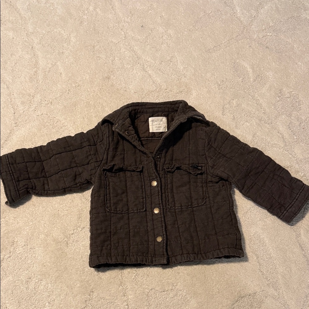 Rylee + Cru Quilted Snap-Front Jacket in charcoal grey